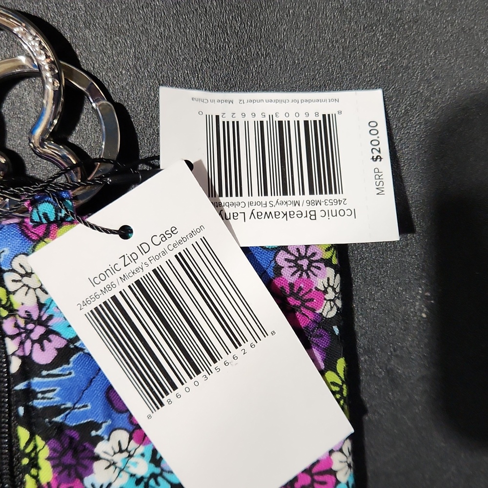 Vera Bradley Mickey's Floral Celebration Castle Zip ID Case w/ Breakaway Lanyard - Picture 9 of 9